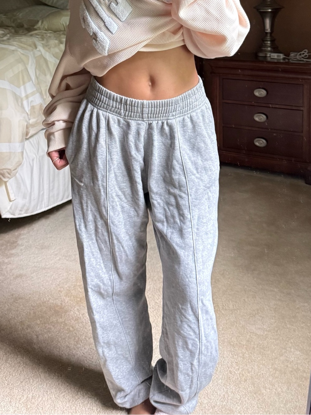 Nike Light Gray Sweatpants with Elastic Waistband
